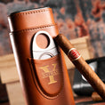 Load image into Gallery viewer, Personalized Leather Cigar Case With Cutter
