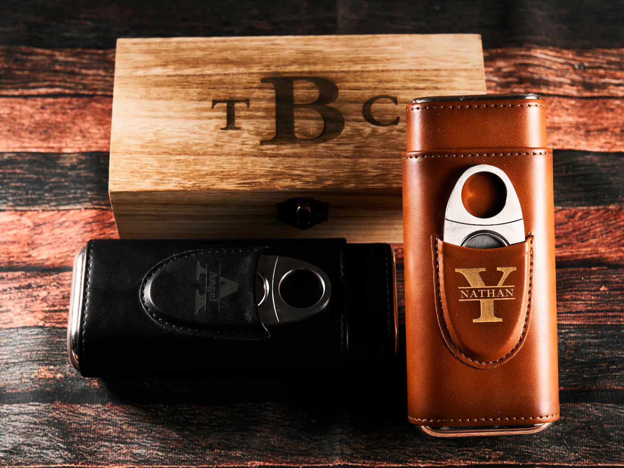 brown and black cigar case